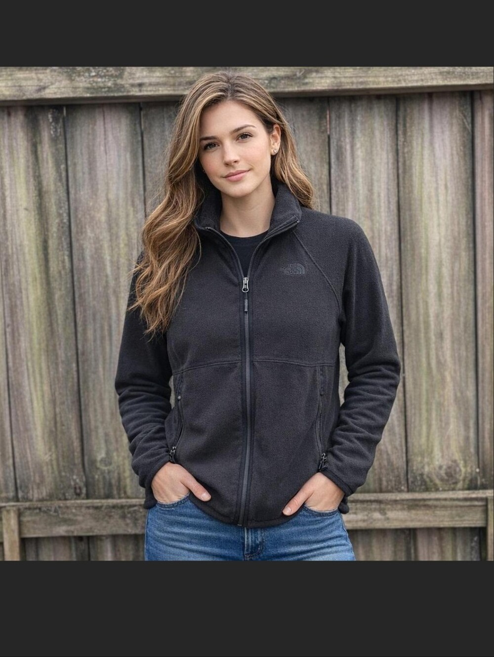 The North Face black full zip fleecd jacket women's M